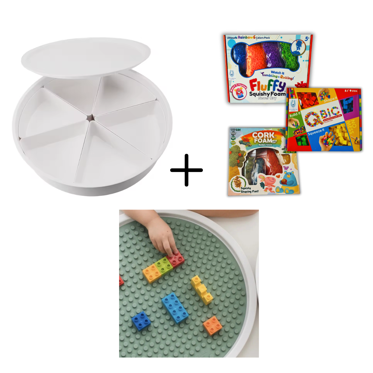 Pack Bandeja Sensorial + Masas Estimulación + Mat de Lego