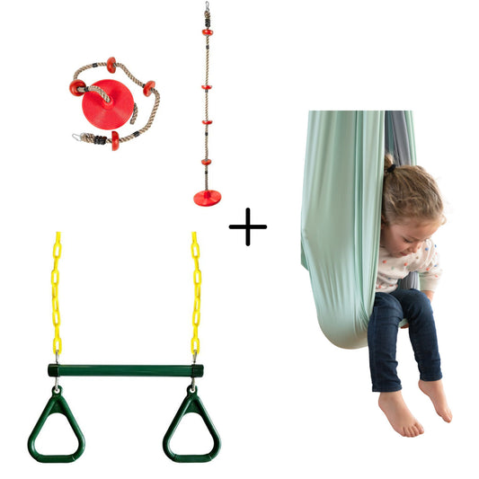Kit Para el Niño que No Para - Trepador + Trapecio + Columpio Doble