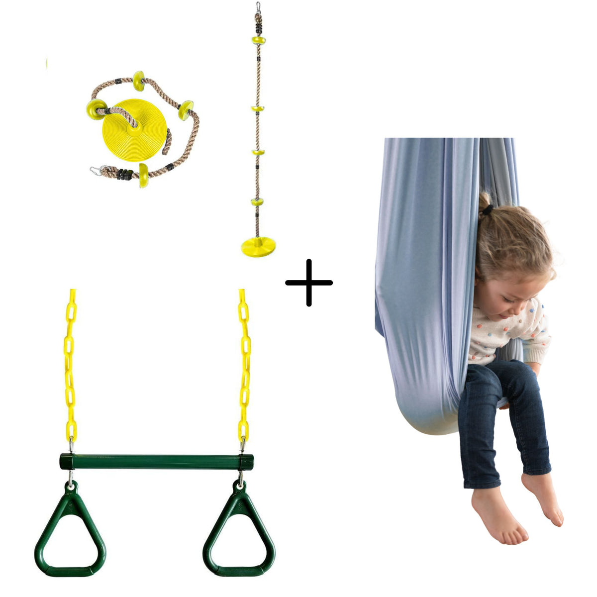 Kit Para el Niño que No Para - Trepador + Trapecio + Columpio Doble