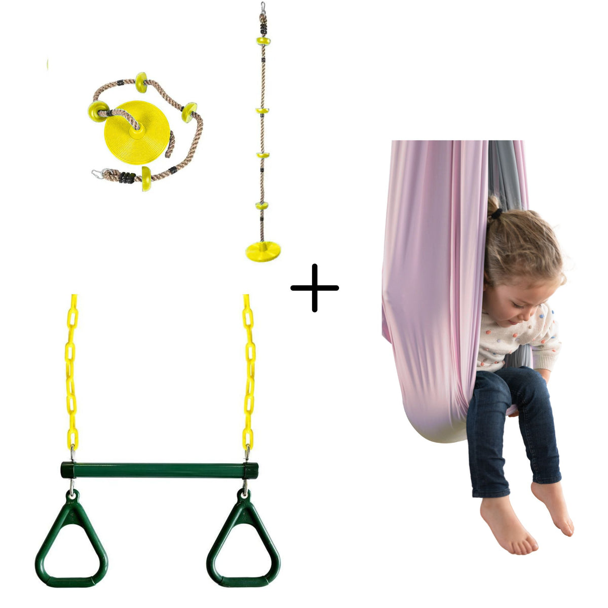 Kit Para el Niño que No Para - Trepador + Trapecio + Columpio Doble