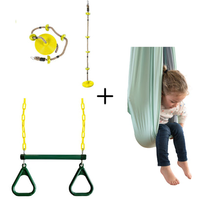 Kit Para el Niño que No Para - Trepador + Trapecio + Columpio Doble