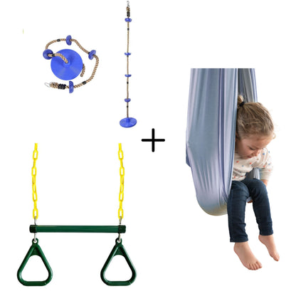 Kit Para el Niño que No Para - Trepador + Trapecio + Columpio Doble