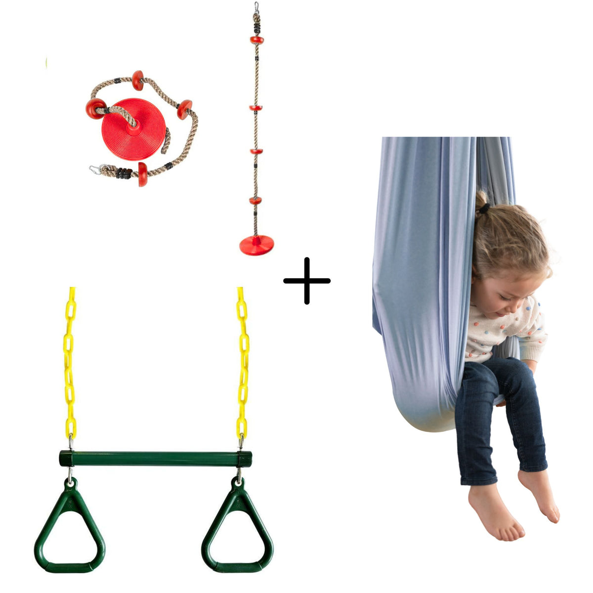 Kit Para el Niño que No Para - Trepador + Trapecio + Columpio Doble